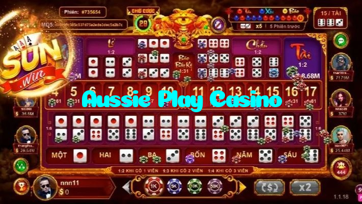 Aussie Play Casino casino presented on mobile device in Pakistan with slots and live games